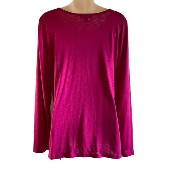 INC International Concepts Blouse Round Neck Pink Fuchsia Rose Side Knot Tie XXL - Picture 2 of 11